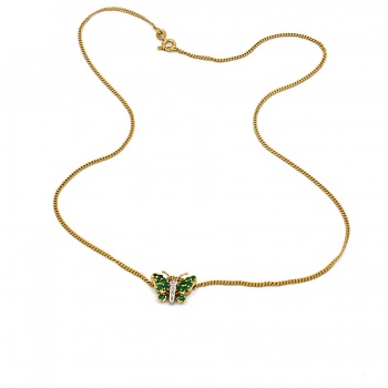 18ct gold Emerald/Diamond Pendant with chain